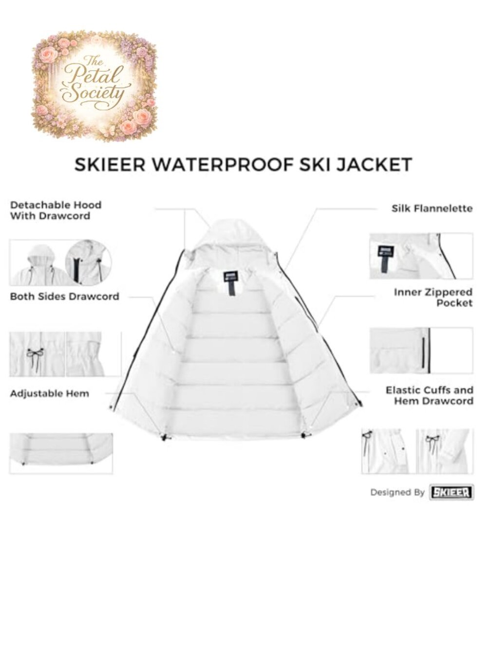 Waterproof Ski Jacket Warm Hooded Winter Coat Snowboarding - Picture 4 of 6